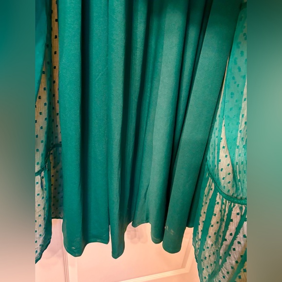 Torrid 4X Kelly Green Peasant Chiffon maxi dress long slip dress layered  24 26 - Picture 4 of 16
